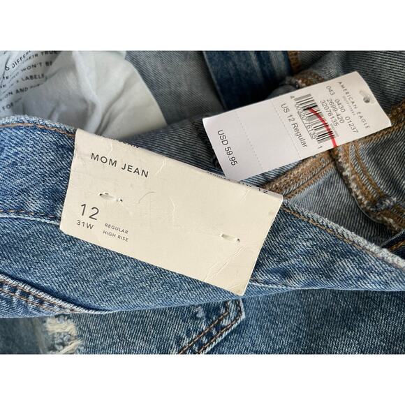 American Eagle Outfitters Womens Frayed Hem Mom Jeans Size 12/ 31W NEW - Picture 9 of 14